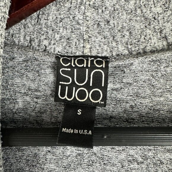 Clara Sun Woo Sweater Womens Small Gray Cardigan Open Front Pockets Sleeveless - Picture 4 of 7